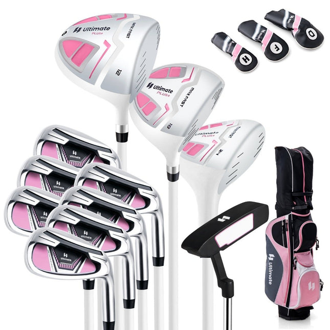 Ensemble de clubs de golf pour femme Ensembles de clubs de golf 11 pièces droitier avec housse de pluie rose