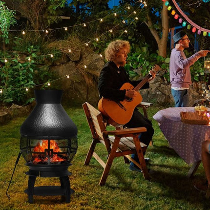 Cheminée d'extérieur en fonte à bois avec grille et cendrier