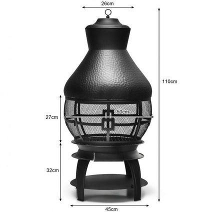 Cheminée d'extérieur en fonte à bois avec grille et cendrier