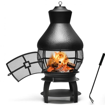 Cheminée d'extérieur en fonte à bois avec grille et cendrier