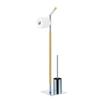 Ensemble d'accessoires WC en bois et chrome