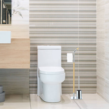 Ensemble d'accessoires WC en bois et chrome