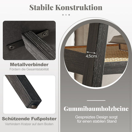 Couchtisch aus Holz mit Rattankorb, 2-stufig, 100x55x44,5 cm