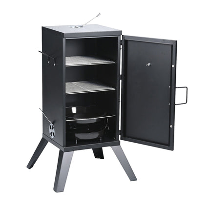 Fumoir en acier inoxydable à bois, noir – Cuisson à 2 niveaux