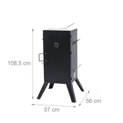 Fumoir en acier inoxydable à bois, noir – Cuisson à 2 niveaux