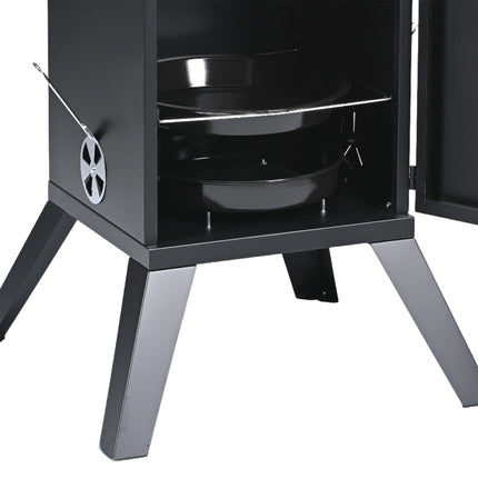Fumoir en acier inoxydable à bois, noir – Cuisson à 2 niveaux