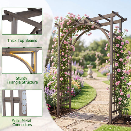 Arche de jardin en bois avec treillis de 85 pouces de haut pour plantes grimpantes