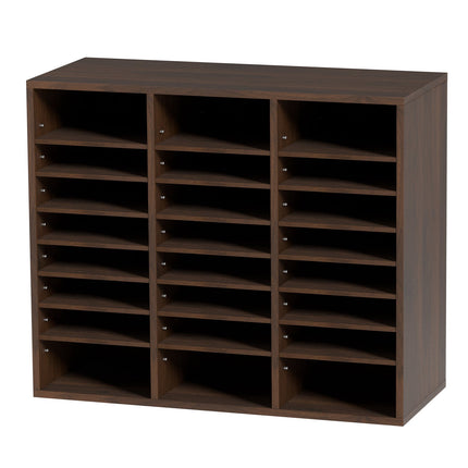 Wood Literature Organizer, 24 Compartments, Adjustable Shelves