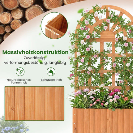 Hölzerner Pflanzkasten mit Spalier & Drainage für Kletterpflanzen