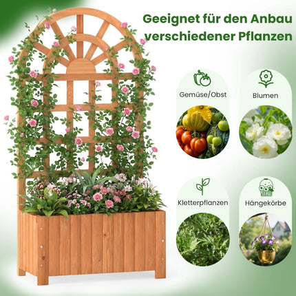 Hölzerner Pflanzkasten mit Spalier & Drainage für Kletterpflanzen