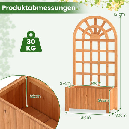 Hölzerner Pflanzkasten mit Spalier & Drainage für Kletterpflanzen