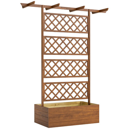 Jardinière en bois avec treillis et toit pour plantes grimpantes