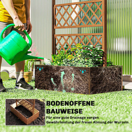 Jardinière en bois avec treillis et toit pour plantes grimpantes