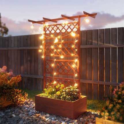 Jardinière en bois avec treillis et toit pour plantes grimpantes