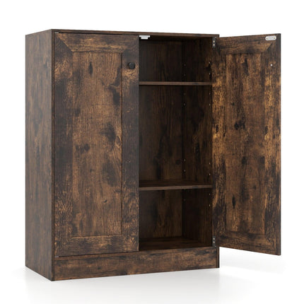 Buffet en bois avec étagères réglables, brun rustique