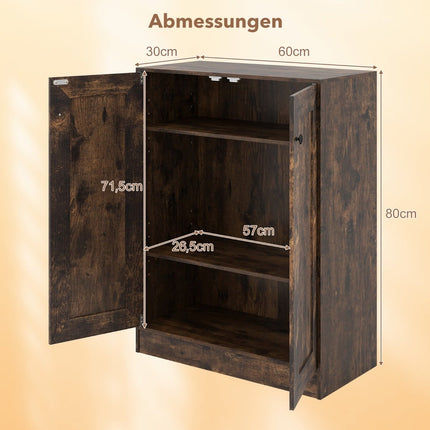 Buffet en bois avec étagères réglables, brun rustique