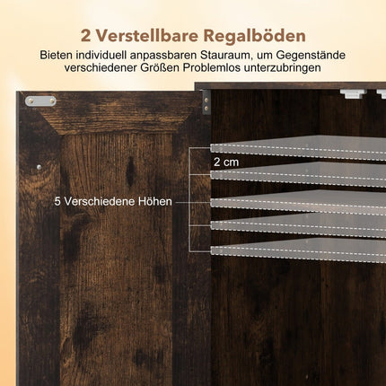 Buffet en bois avec étagères réglables, brun rustique