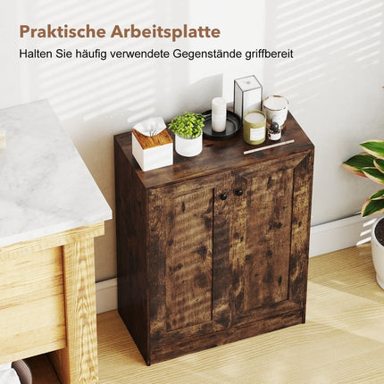 Buffet en bois avec étagères réglables, brun rustique