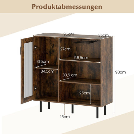 Buffet en bois avec porte vitrée et casier à vin réglable