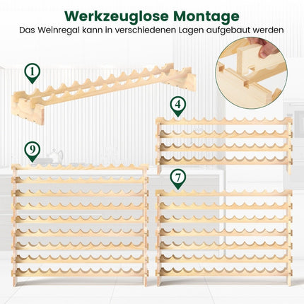 Weinregal aus Holz, stapelbar, fasst 108 Flaschen