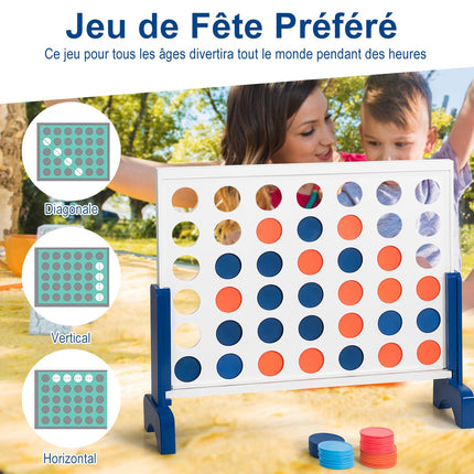 Jeu de puissance 4 en bois avec sac de transport, grand format