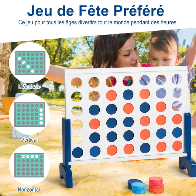 Jeu de puissance 4 en bois avec sac de transport, grand format