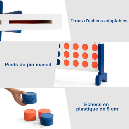 Jeu de puissance 4 en bois avec sac de transport, grand format
