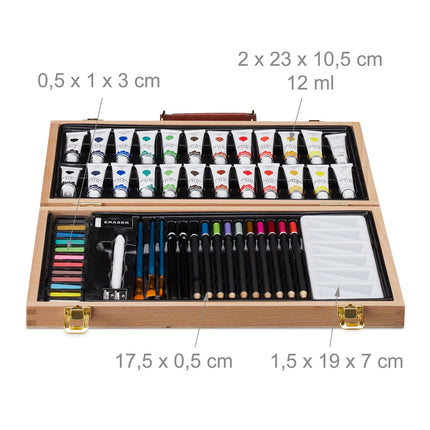 Coffret d'art en bois 56 pièces