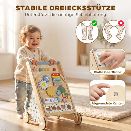 Trotteur en bois pour bébé avec vitesse réglable et centre d'activités