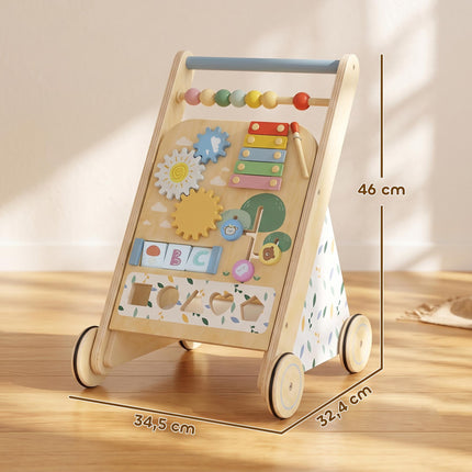 Trotteur en bois pour bébé avec vitesse réglable et centre d'activités