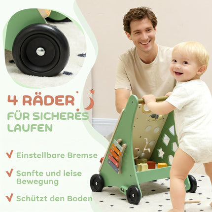 Trotteur en bois pour bébé avec régulateur de vitesse et centre d'activités