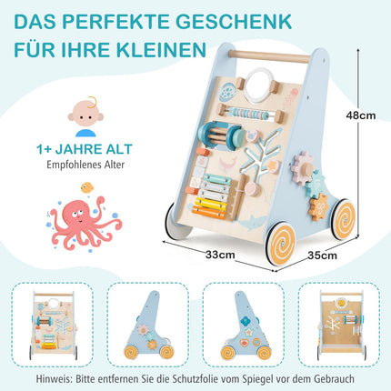 Trotteur en bois à roulettes pour bébé - Jouet d'éveil Montessori