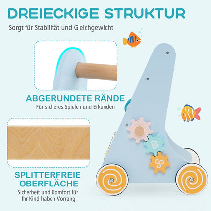 Trotteur en bois à roulettes pour bébé - Jouet d'éveil Montessori