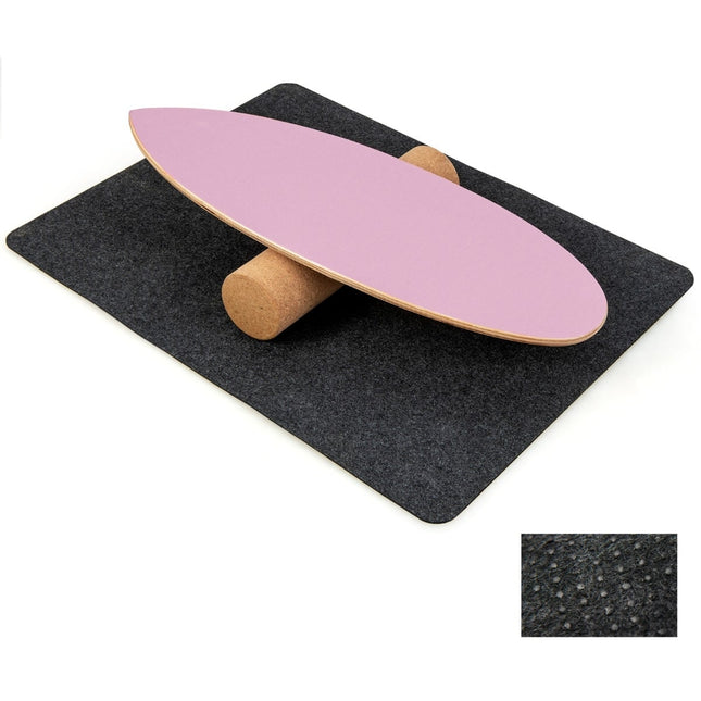 Ensemble de planche d'équilibre en bois avec rouleau en liège et tapis