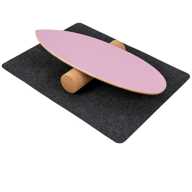 Ensemble de planche d'équilibre en bois avec rouleau en liège et tapis