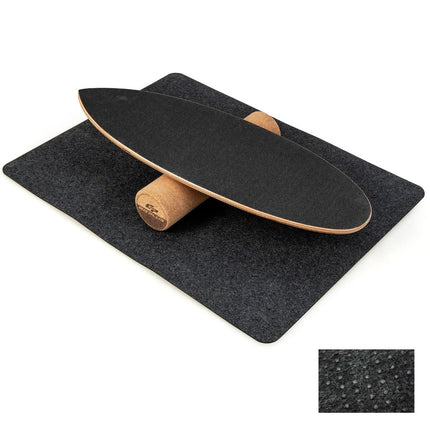 Planche d'équilibre en bois, planche oscillante avec roue et couverture, kit de planche d'équilibre 3 en 1, noir