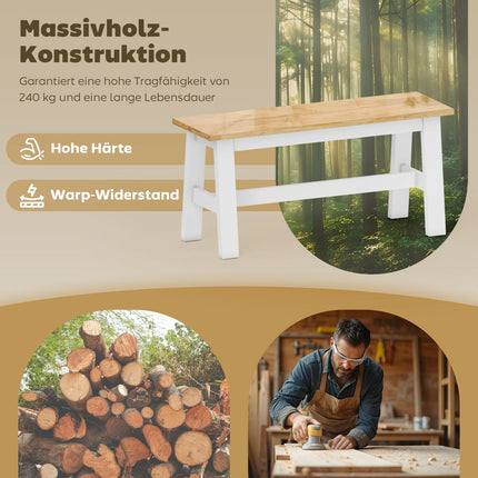 Holzbank für 2 Personen, Eichenfurnier, Kautschukholz, 45 cm hoch