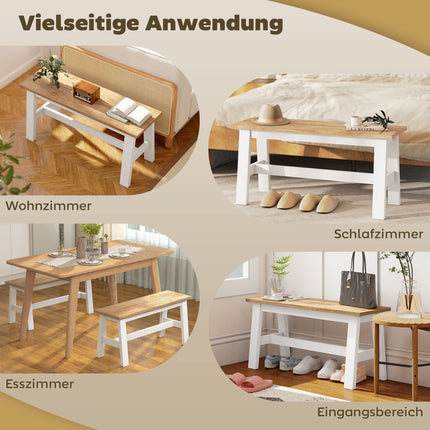 Holzbank für 2 Personen, Eichenfurnier, Kautschukholz, 45 cm hoch
