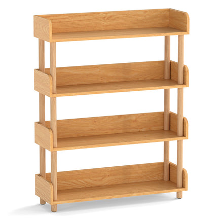 Bibliothèque en bois avec 3 étagères ouvertes et grilles latérales