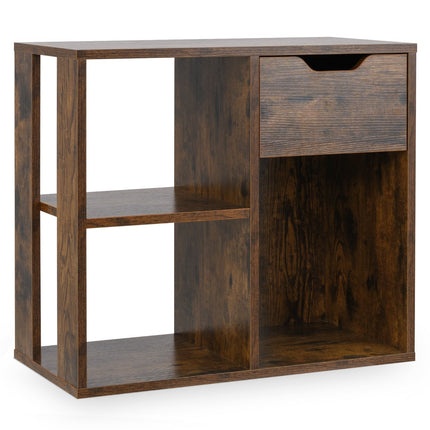 Bücherregal aus Holz mit Schublade & 3 Ablagen, Braun