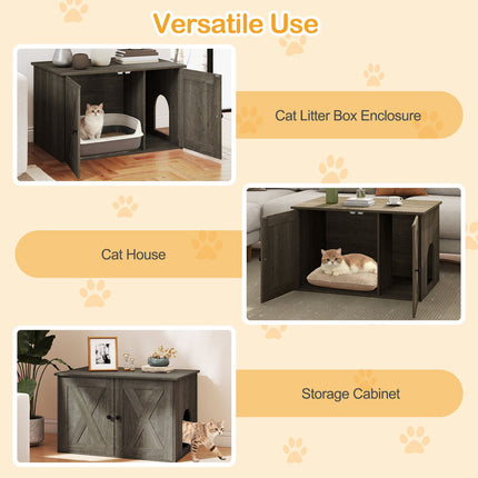 Maison pour chat en bois avec bac à litière et séparateur