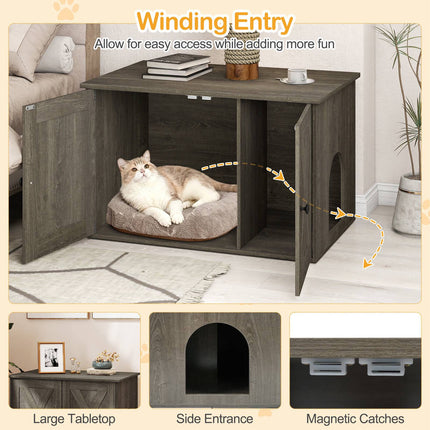 Maison pour chat en bois avec bac à litière et séparateur
