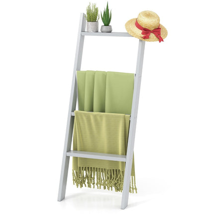 Handtuchleiter aus Holz zur Deckenmontage, 4-stufig, 50x7,5x136,7 cm, Grau