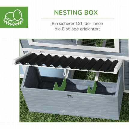 Hühnerstall aus Holz mit Nistkasten und Auslauf für 4 Hühner