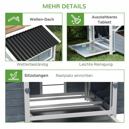 Hühnerstall aus Holz mit Nistkasten und Auslauf für 4 Hühner