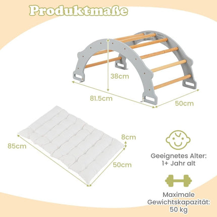 Arche d'escalade en bois avec coussin moelleux pour enfants