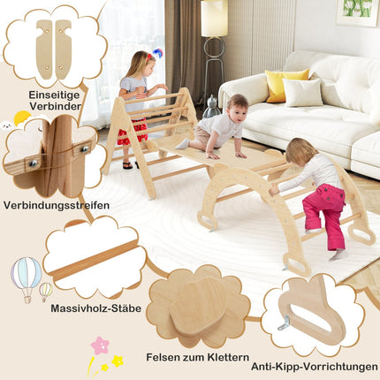 Kletterset aus Holz mit Rutsche und Wendelrampe