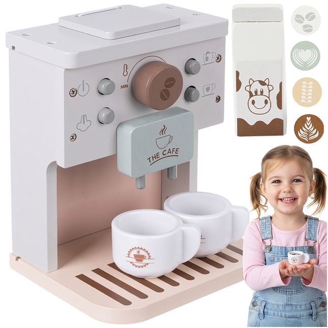 Cafetière en bois pour enfants avec accessoires