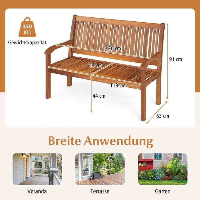 Gartenbank aus Holz, 2-3 Sitzer, 320 kg Tragfähigkeit