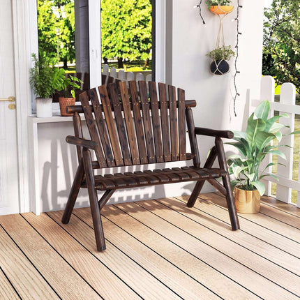 Gartenbank aus Holz für 2 Personen mit Armlehnen, Tragkraft 300 kg